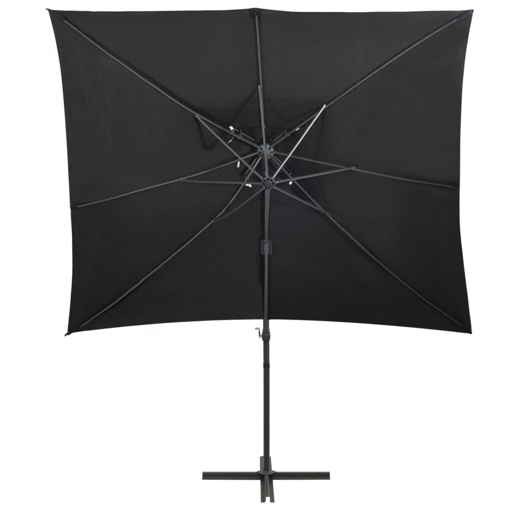 vidaXL Frihängande parasoll med ventilation svart 250x250 cm