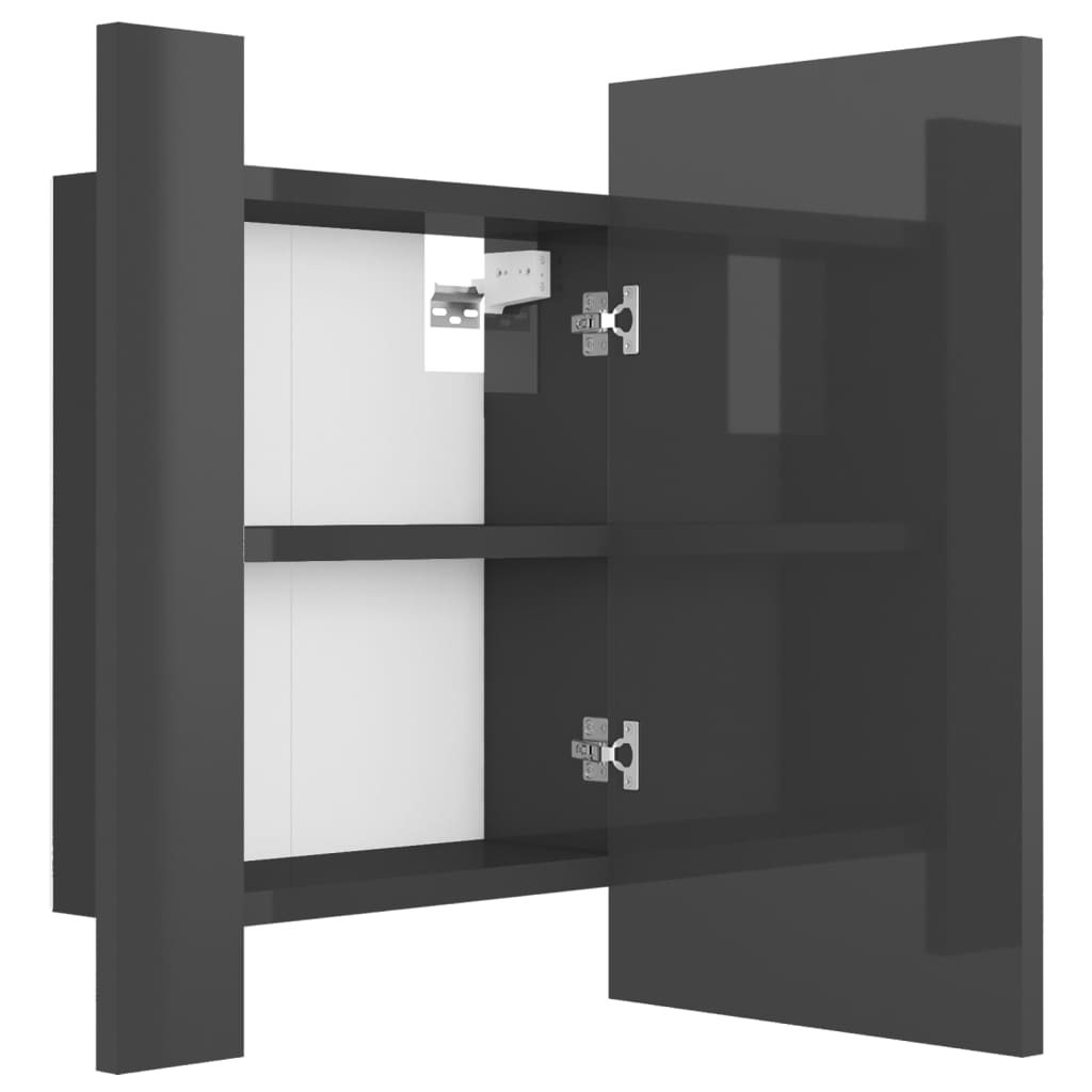 vidaXL Spegelskåp för badrum LED grå högglans 40x12x45 cm akryl