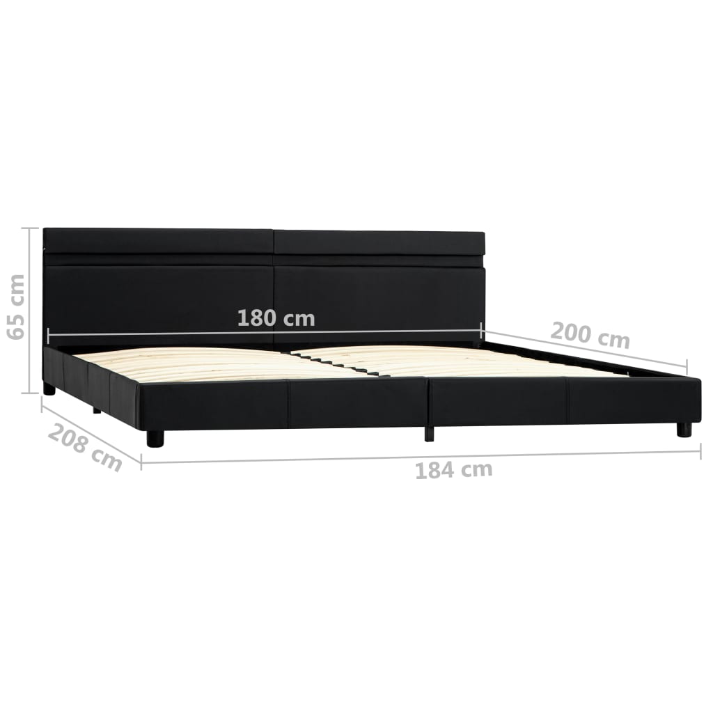 vidaXL Sängram med LED svart konstläder 180x200 cm