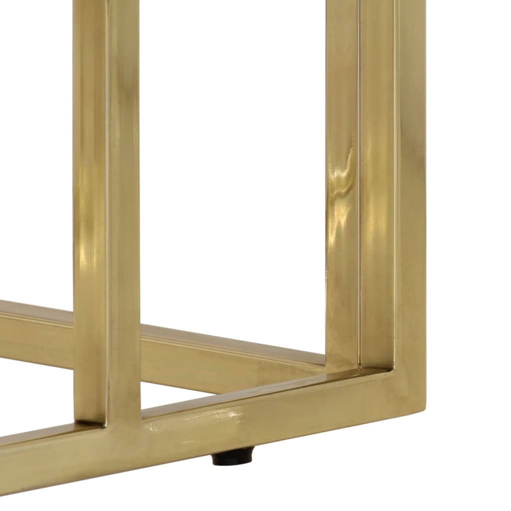 vidaXL Konsolbord guld rostfritt stål och massivt slipers-trä