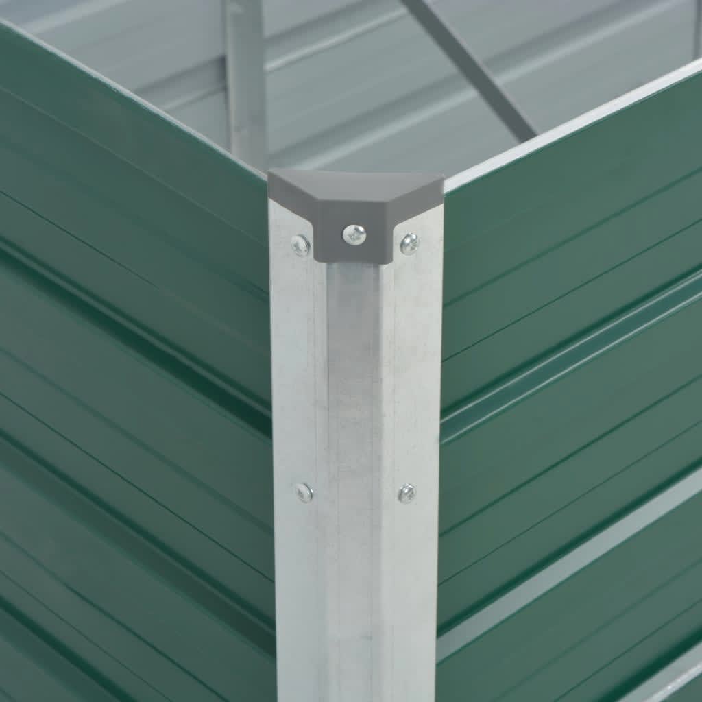 vidaXL Odlingslåda upphöjd galvaniserat stål 320x80x45 cm grön