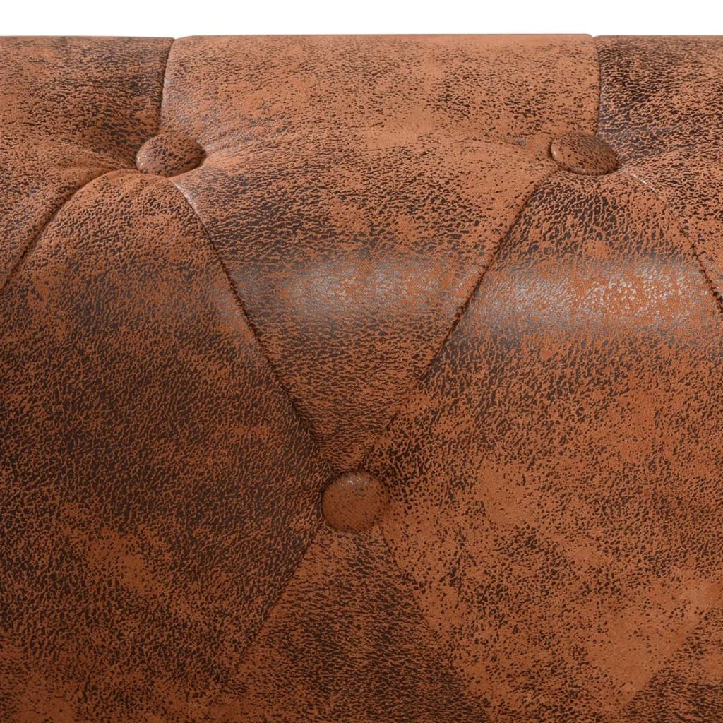 vidaXL 6-sitsig Chesterfield hörnsoffa konstläder brun