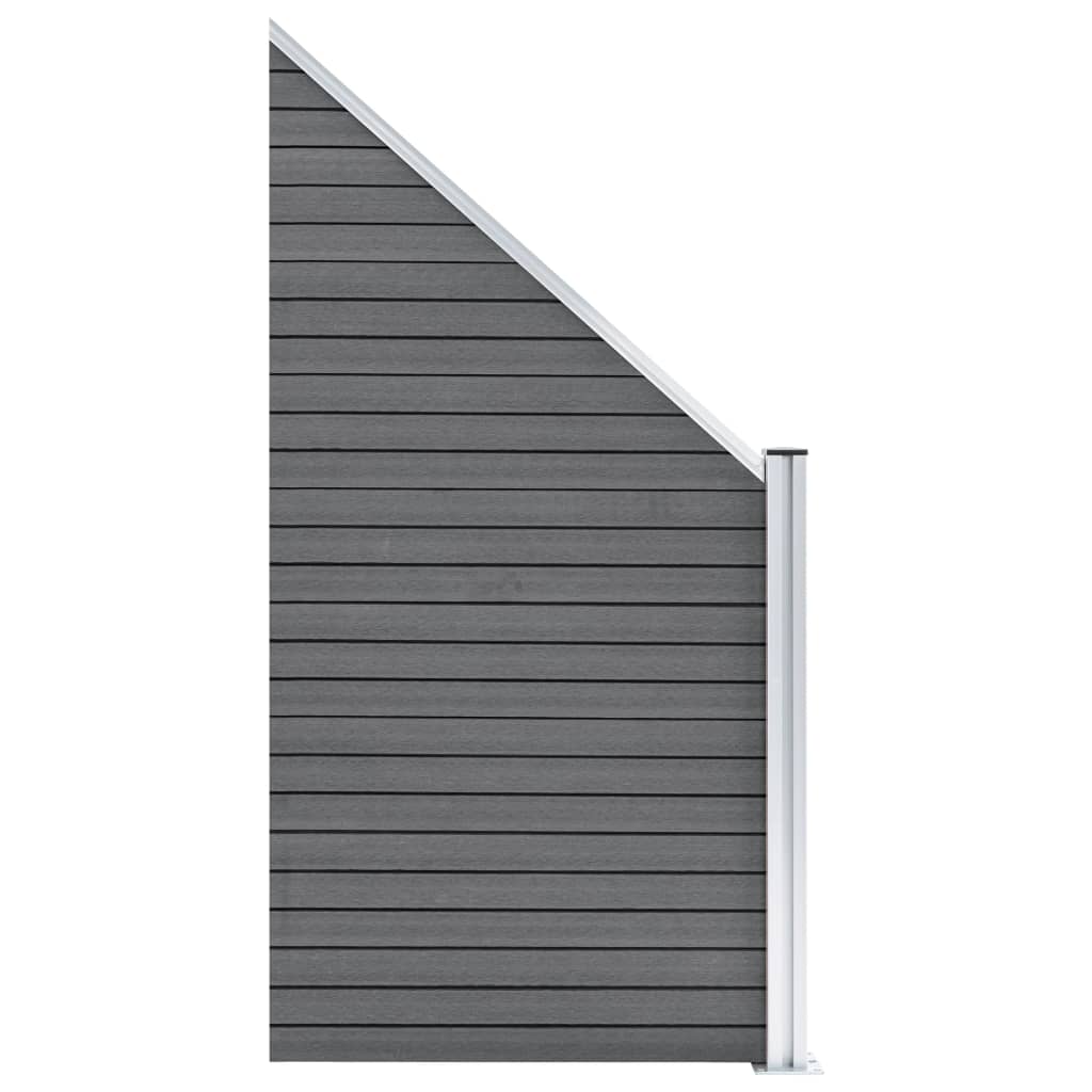 vidaXL WPC-staketpanel 2 fyrkantig + 1 vinklad 446x186 cm grå