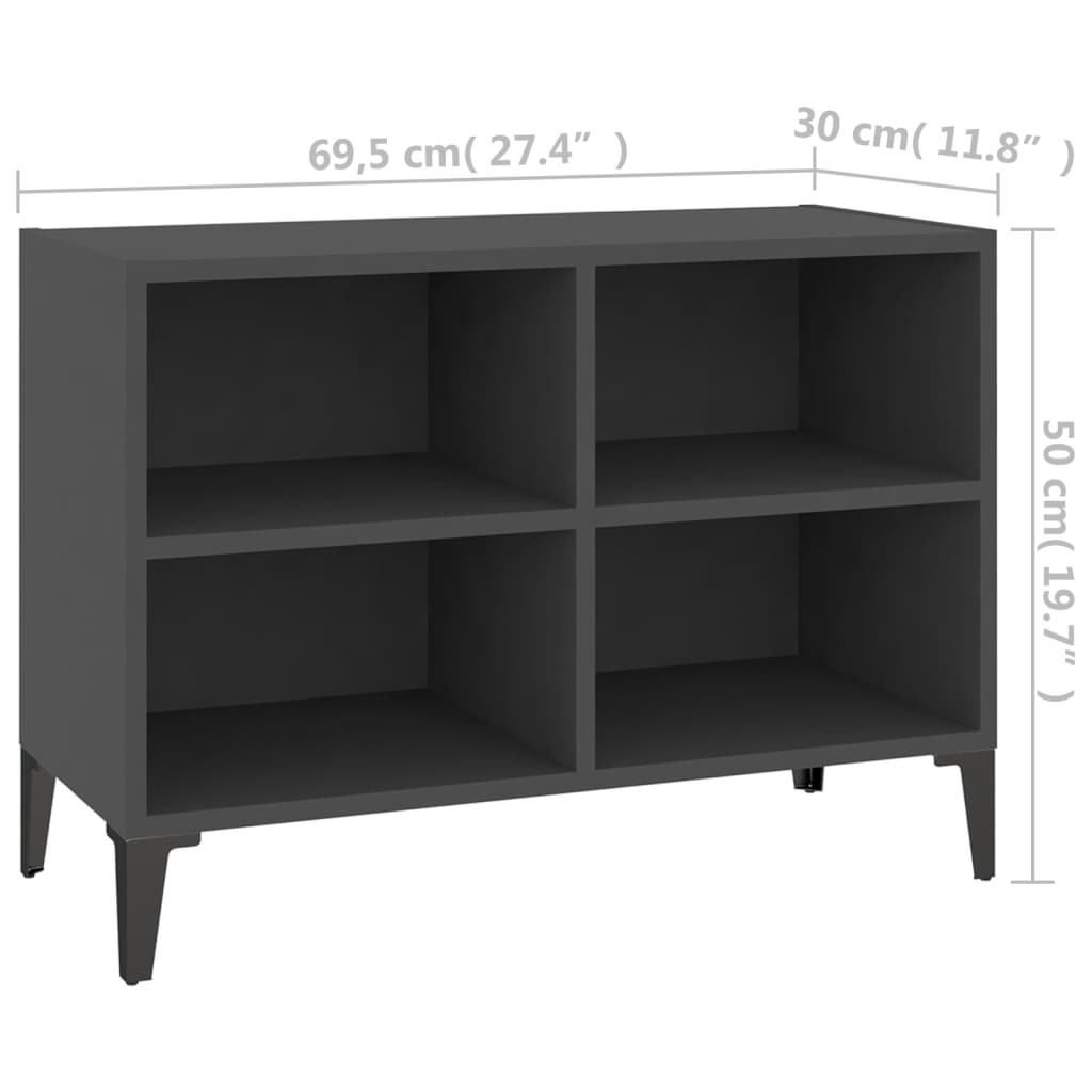 vidaXL TV-bänk med metallben grå 69,5x30x50 cm