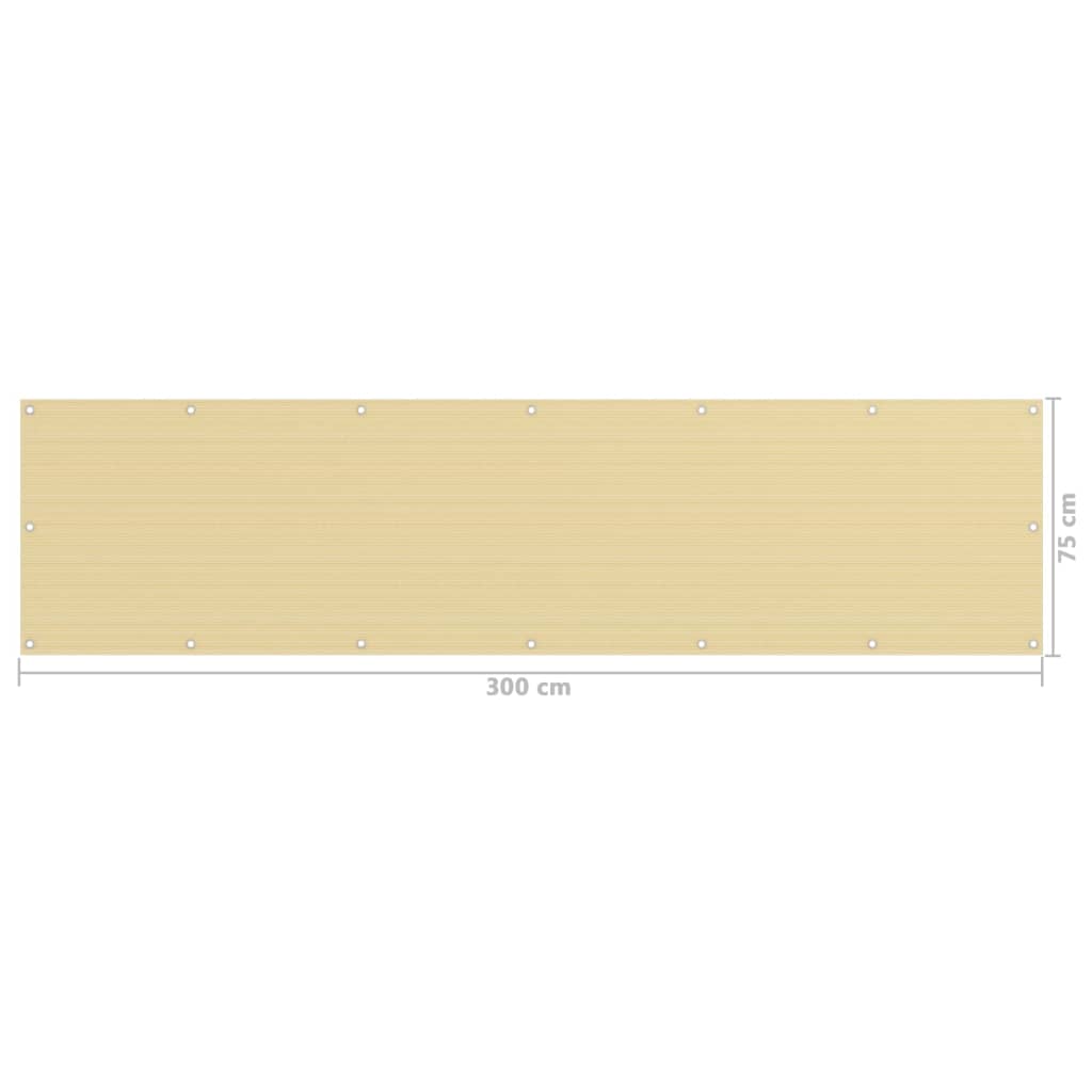 vidaXL Balkongskärm beige 75x300 cm HDPE