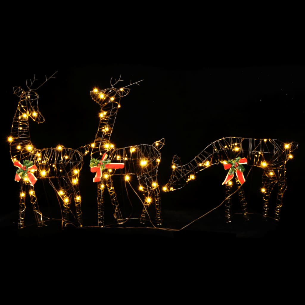 vidaXL Juldekorationer renar&familj 90 LEDs varmvit rotting