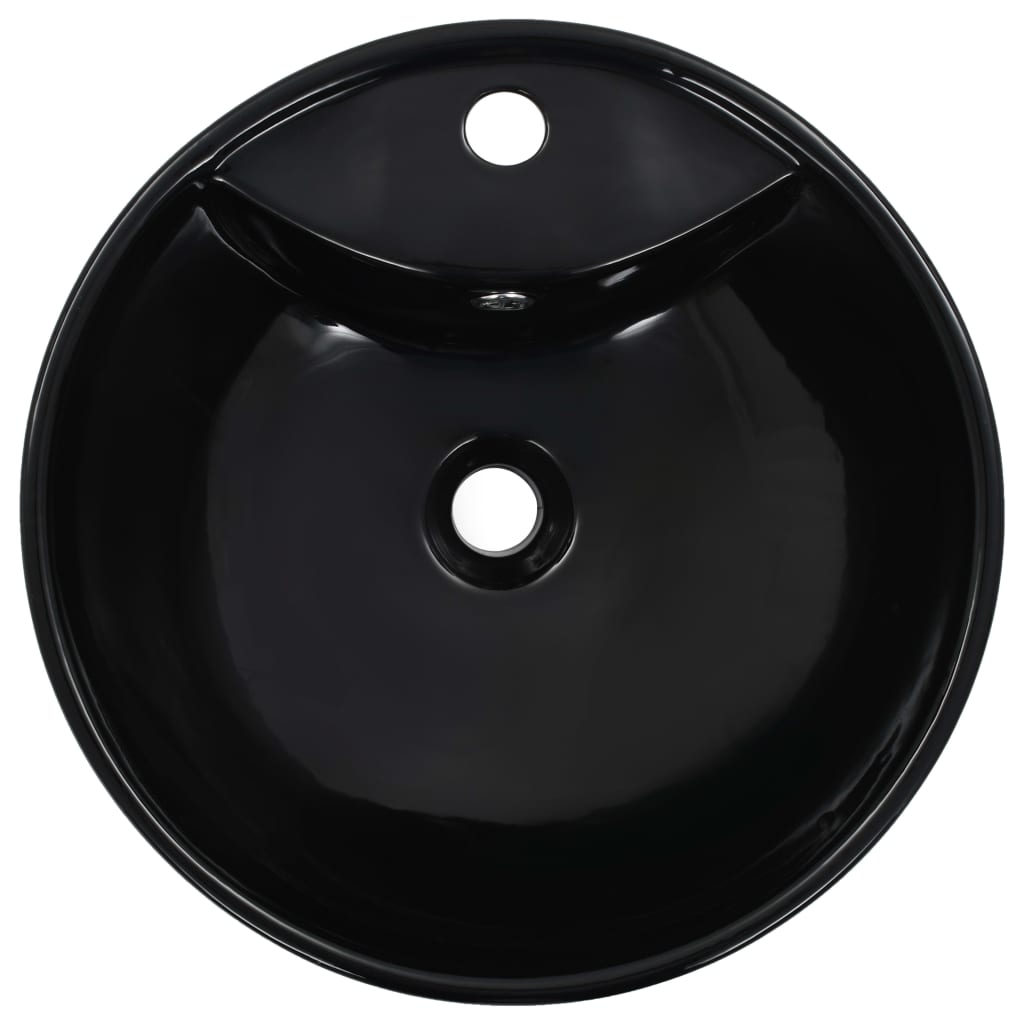 vidaXL Handfat med bräddavlopp 46,5x18 cm keramik svart