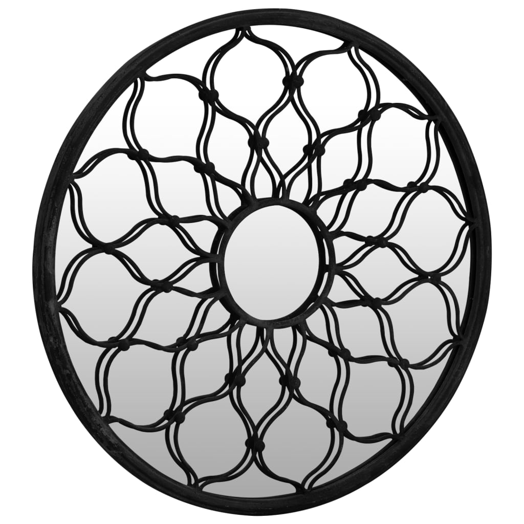 vidaXL Spegel svart 60x3 cm rund järn för inomhusbruk