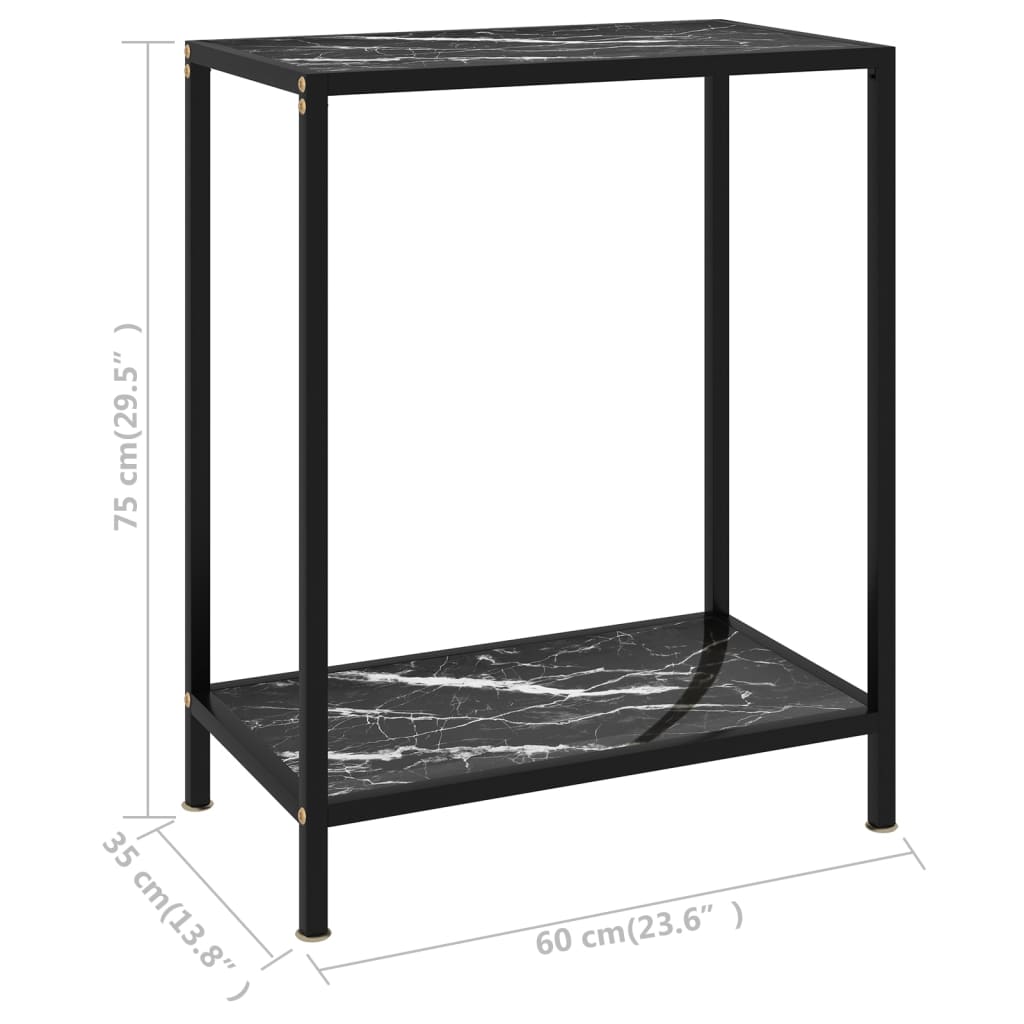 vidaXL Konsolbord svart 60x35x75 cm härdat glas