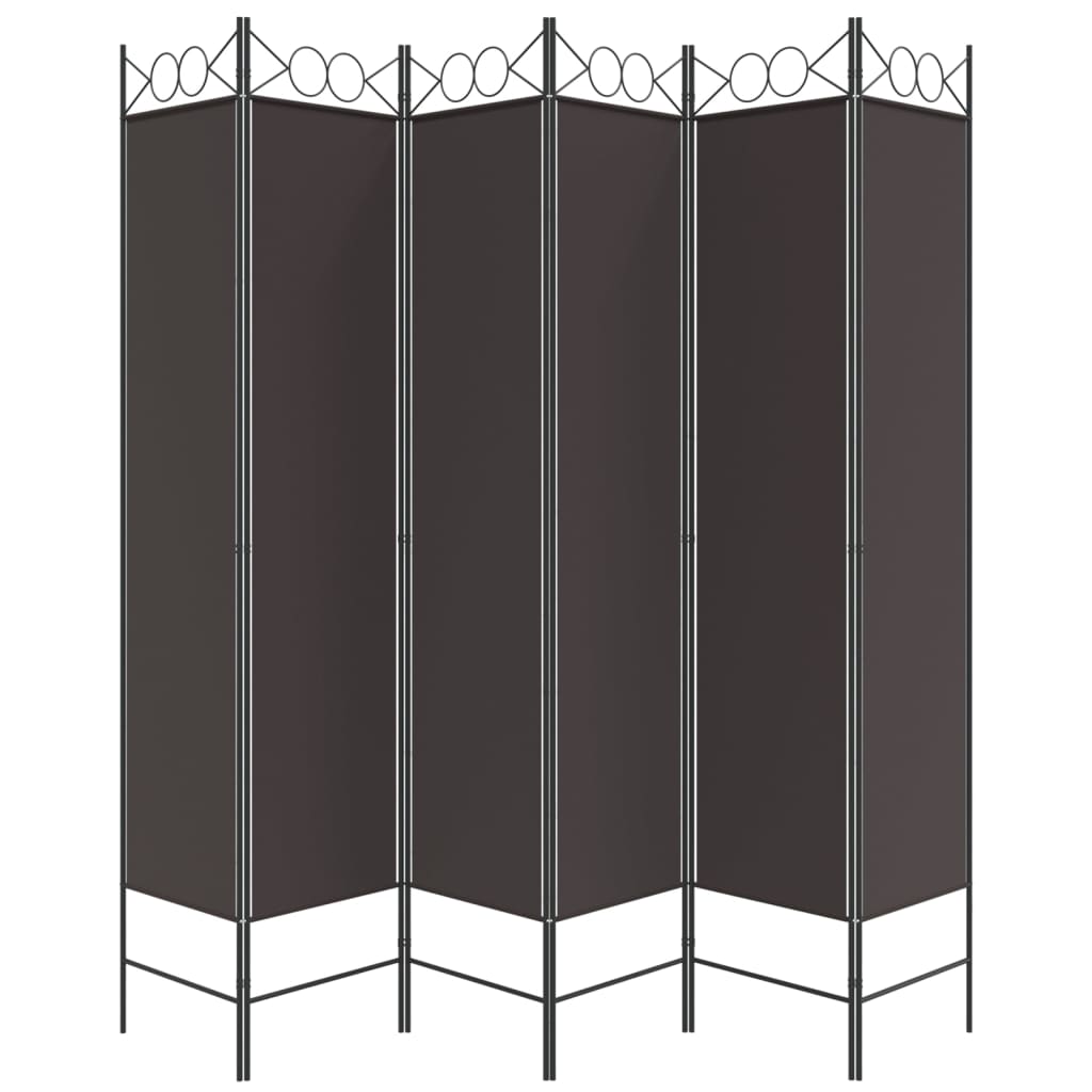 vidaXL Rumsavdelare 6 paneler brun 240x200 cm tyg