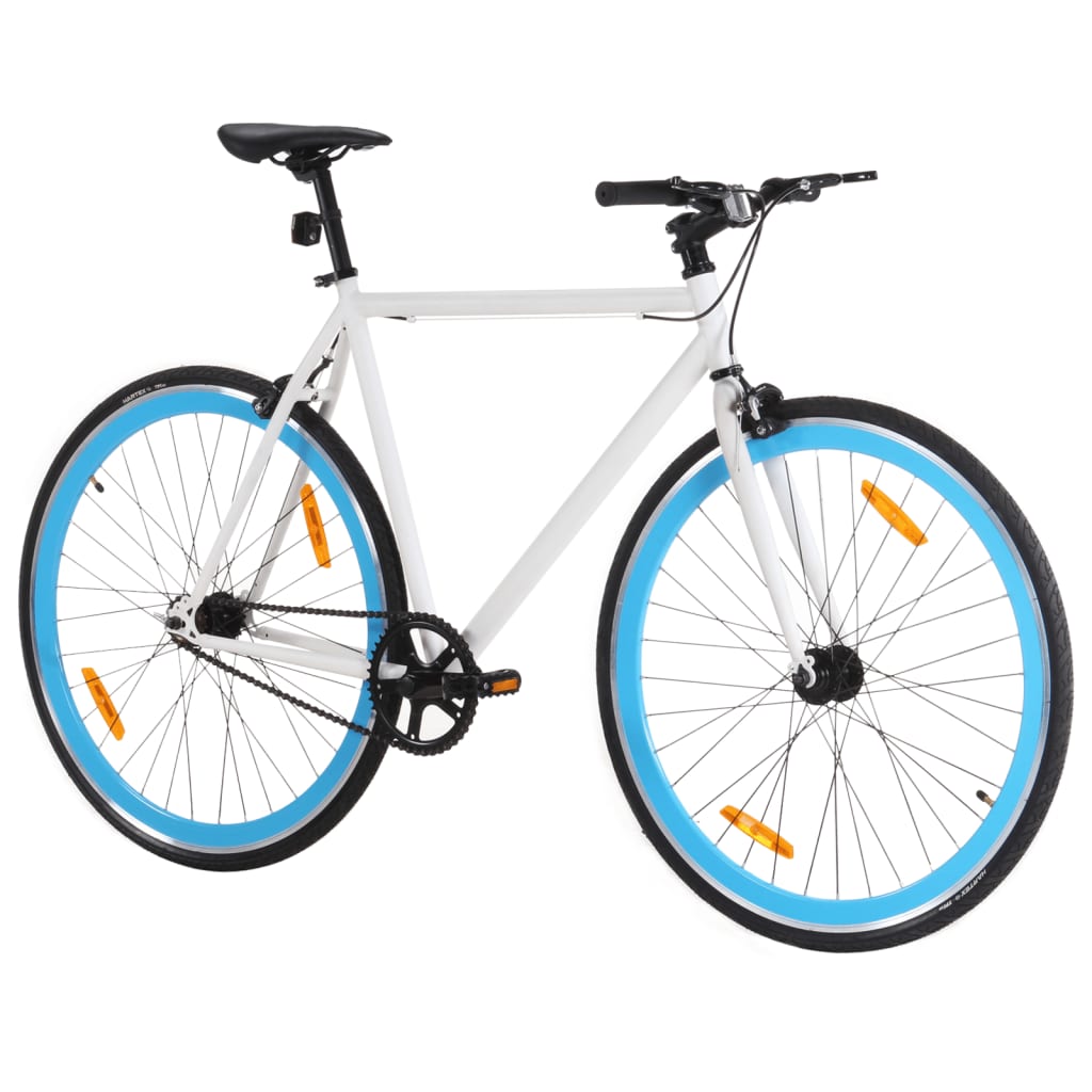 vidaXL Fixed gear cykel vit och blå 700c 51 cm