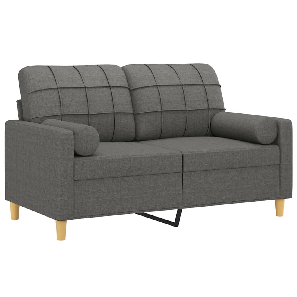 vidaXL 2-sits soffa med prydnadskuddar mörkgrå 120 cm tyg
