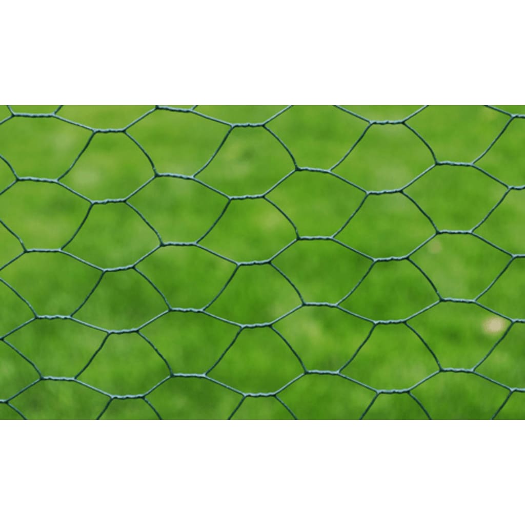 vidaXL Hönsnät galvaniserat med PVC-beläggning 25x0,75 m grön