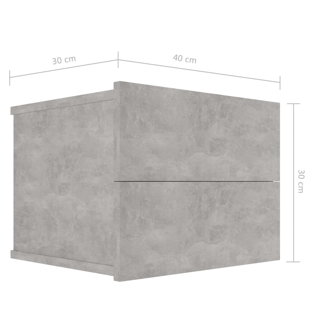 vidaXL Sängbord betonggrå 40x30x30 cm konstruerat trä