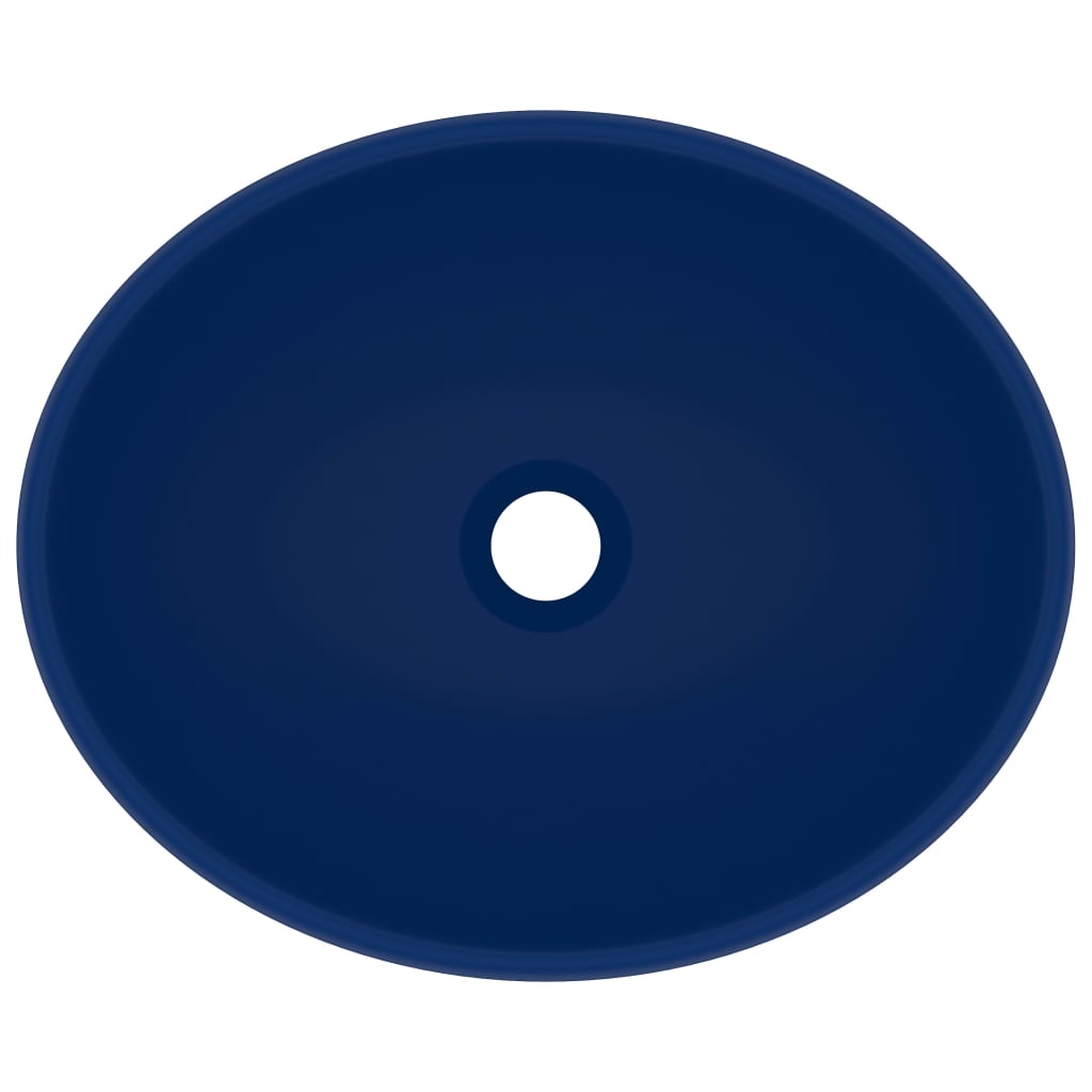 vidaXL Lyxigt ovalt handfat matt mörkblå 40x33 cm keramik