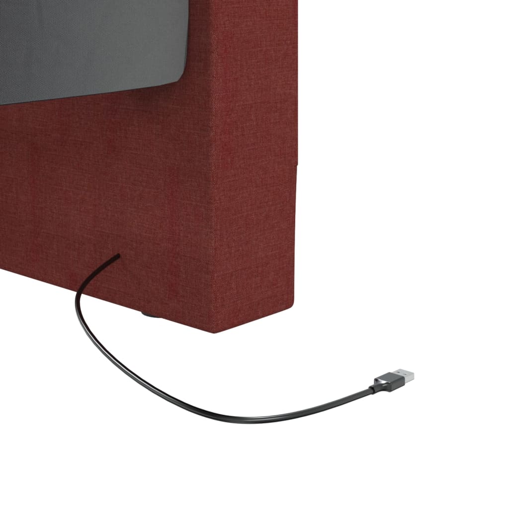 vidaXL Dagbädd med madrass USB vinröd tyg 90x200 cm