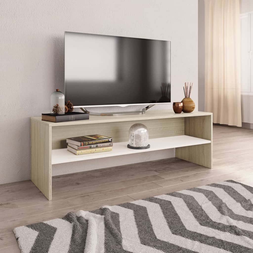 vidaXL Tv-bänk vit och sonoma-ek 120x40x40 cm konstruerat trä