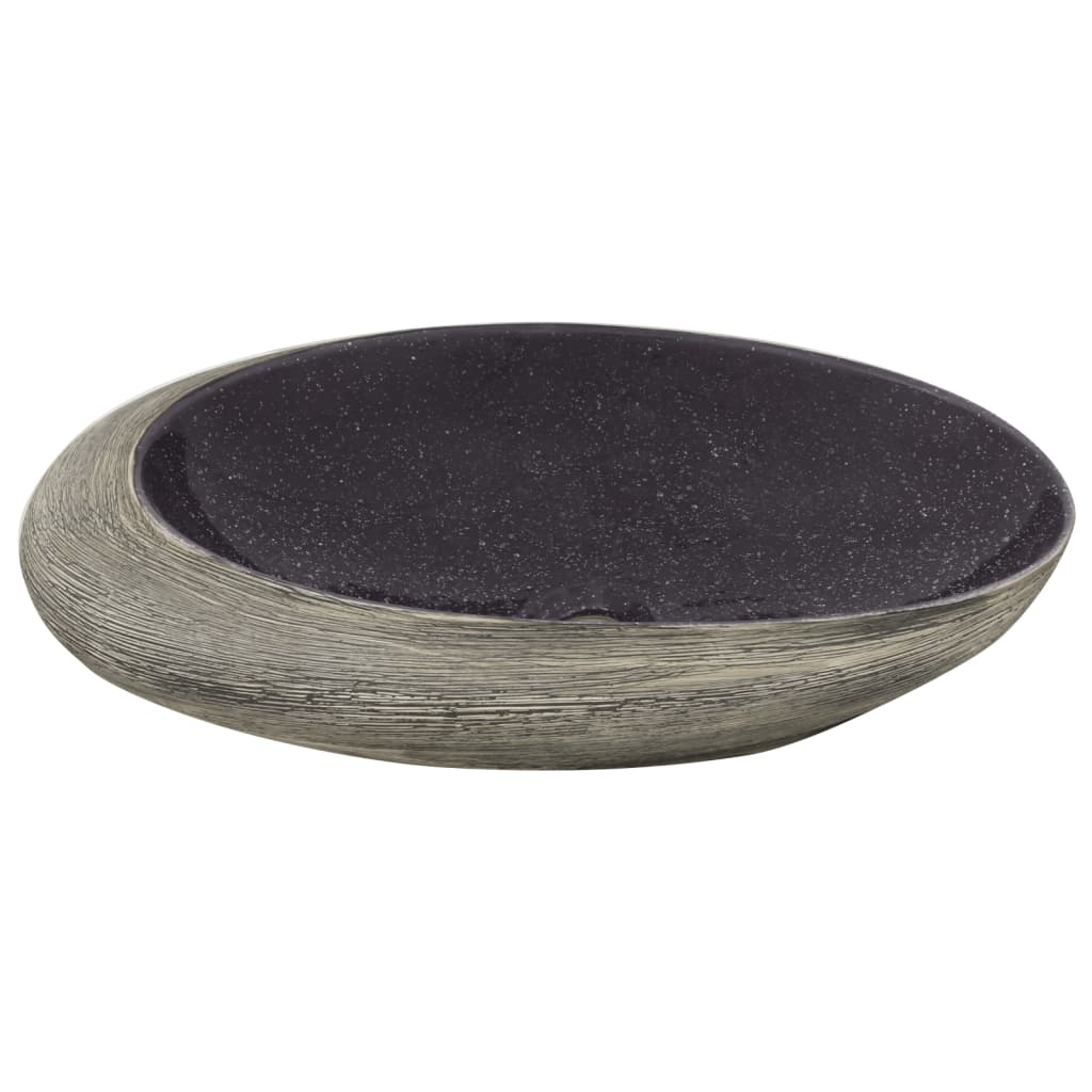 vidaXL Handfat lila och grå oval 59x40x14 cm keramik