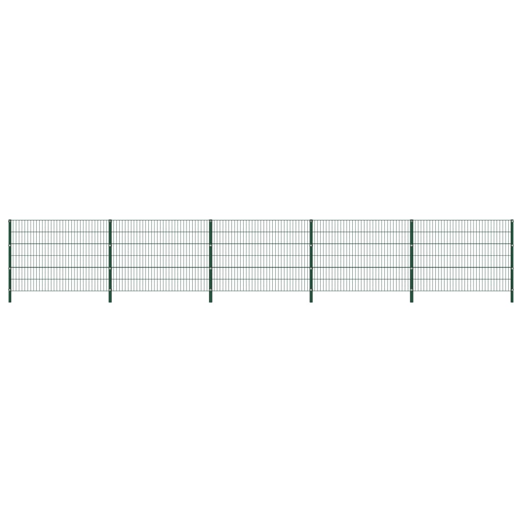vidaXL Stängselpanel med stolpar järn 8,5x1,2 m grön