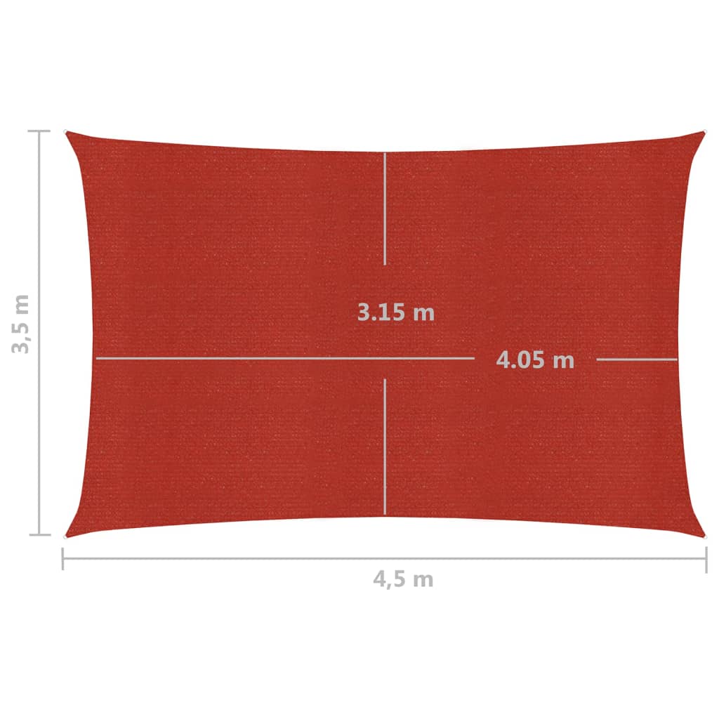vidaXL Solsegel 160 g/m² röd 3,5x4,5 m HDPE