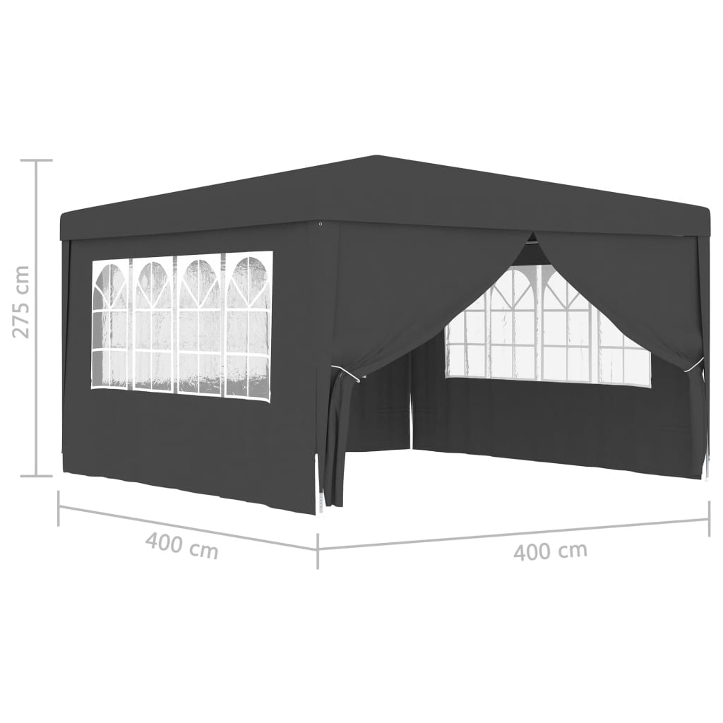 vidaXL Professionellt partytält med väggar 4x4 m antracit 90 g/m²