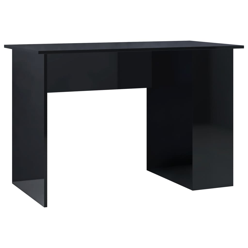 vidaXL Skrivbord svart högglans 110x60x73 cm konstruerat trä