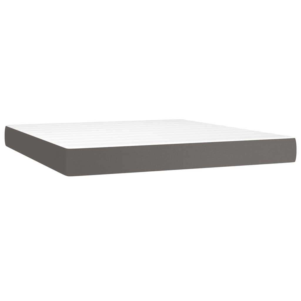 vidaXL Ramsäng med madrass grå 160x200 cm konstläder