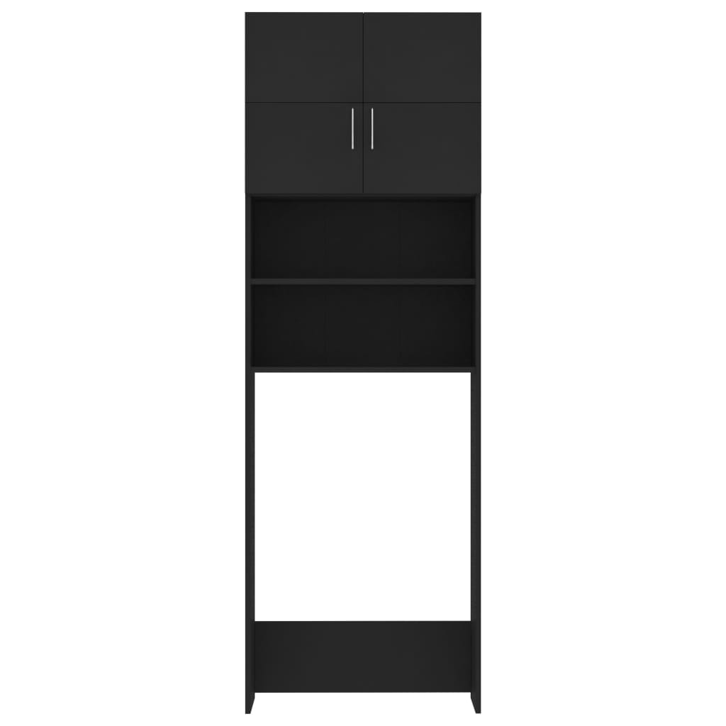 vidaXL Tvättmaskinsskåp svart 64x25,5x190 cm konstruerat trä