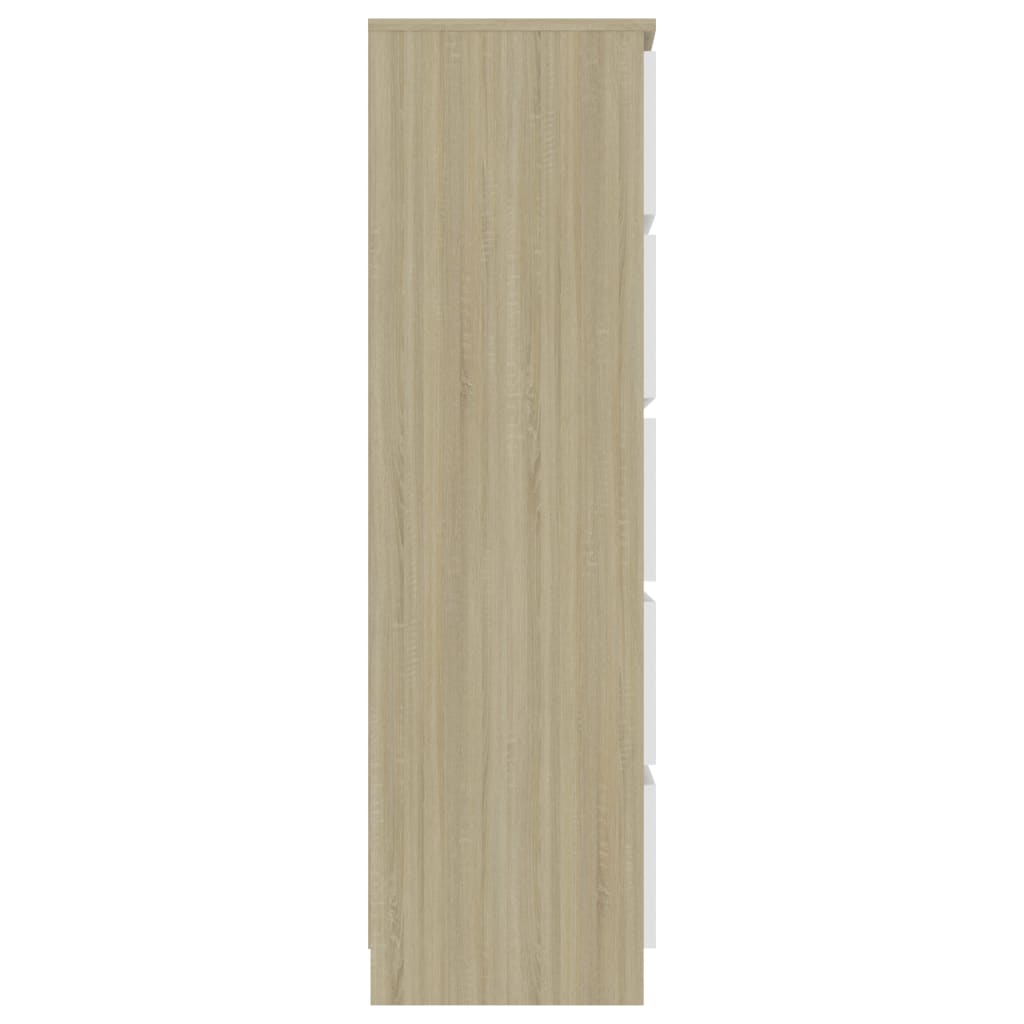 vidaXL Byrå vit och sonoma-ek 60x35x121 cm konstruerat trä
