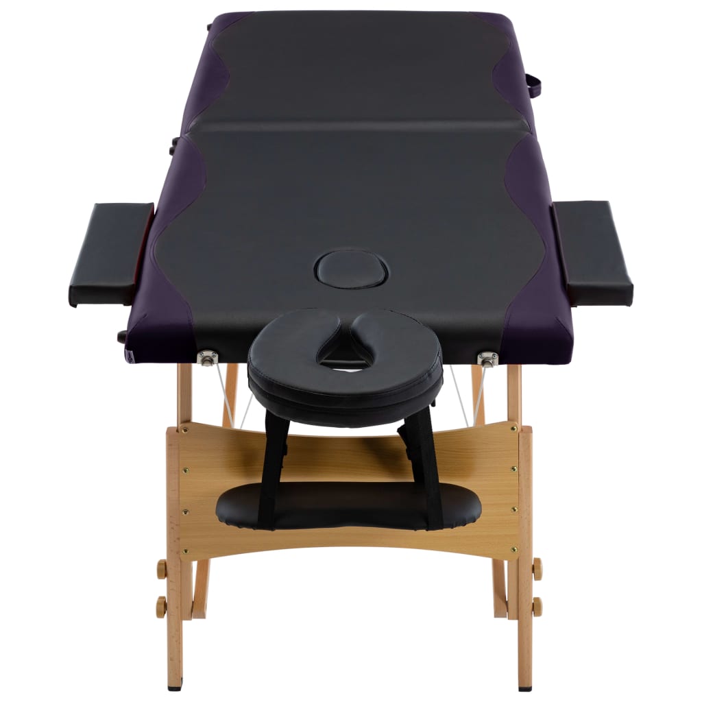 vidaXL Hopfällbar massagebänk 2 sektioner trä svart