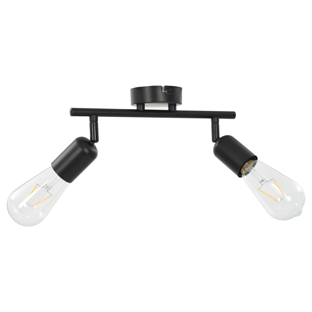 vidaXL Spotlight med 2 lampor och glödlampor 2 W svart E27