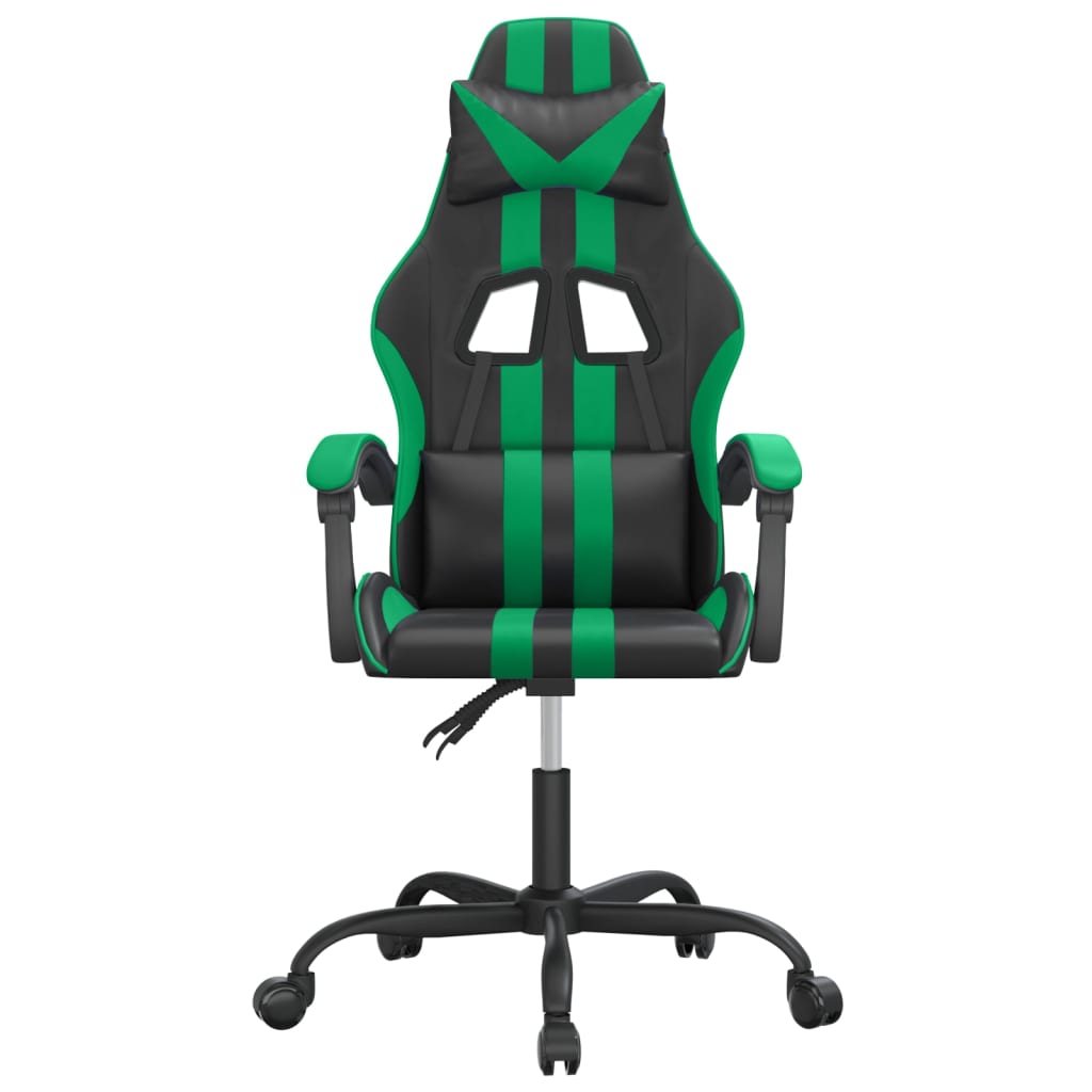 vidaXL Snurrbar gamingstol svart och grön konstläder