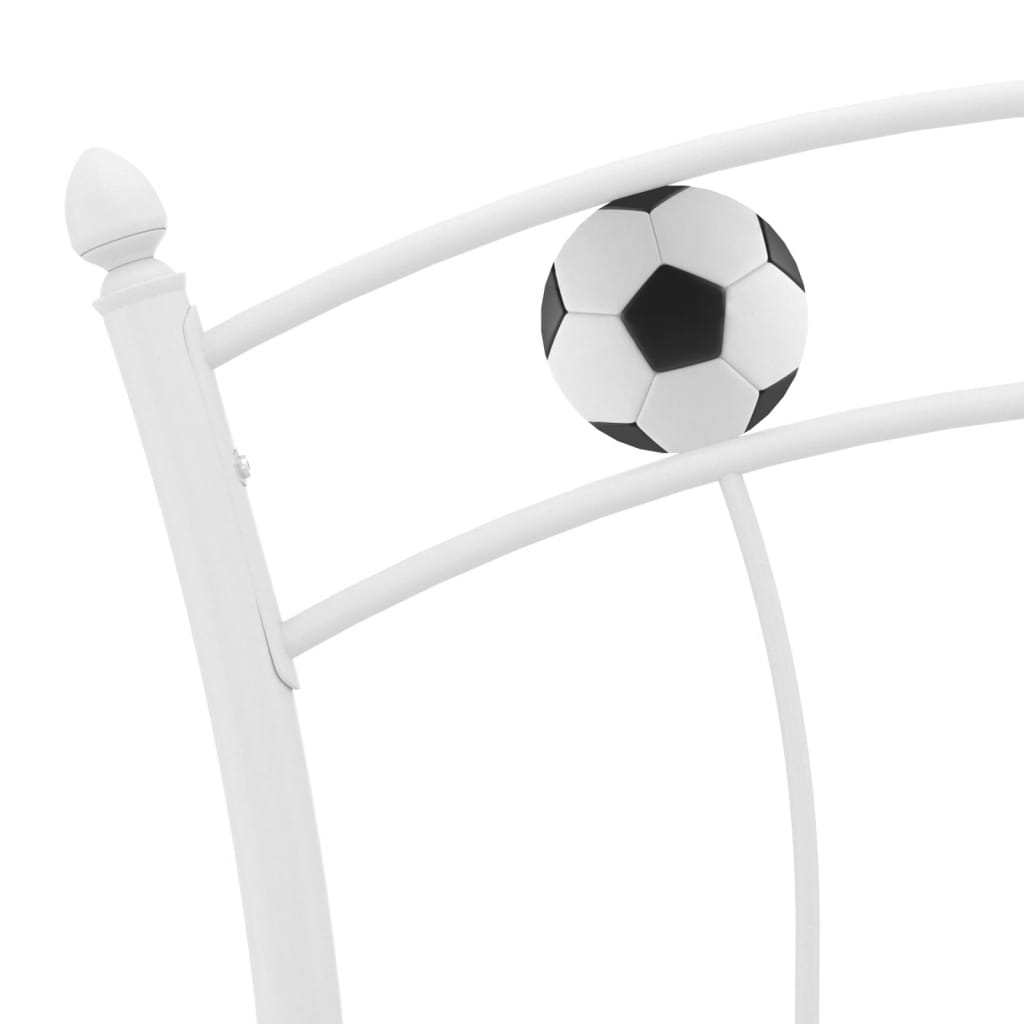 vidaXL Sängram med fotbollsdesign vit metall 90x200 cm