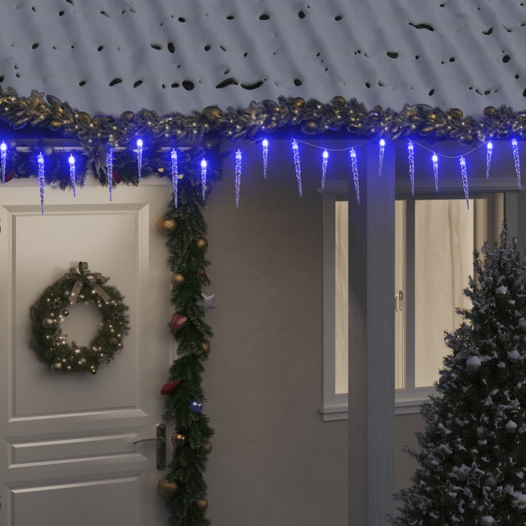 vidaXL Julbelysning istappar 40 st blå akryl med fjärrkontroll