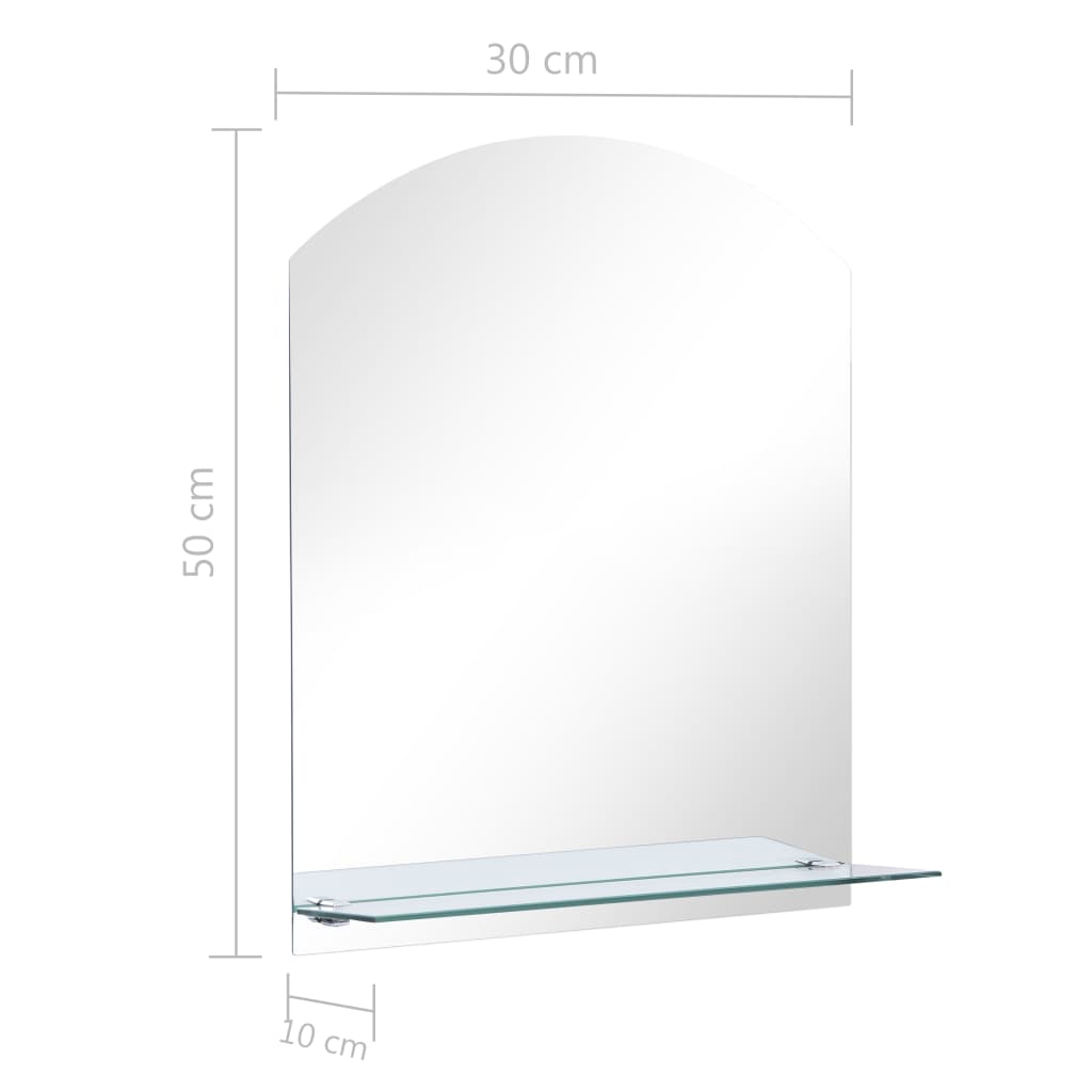 vidaXL Väggspegel med hylla 30x50 cm härdat glas