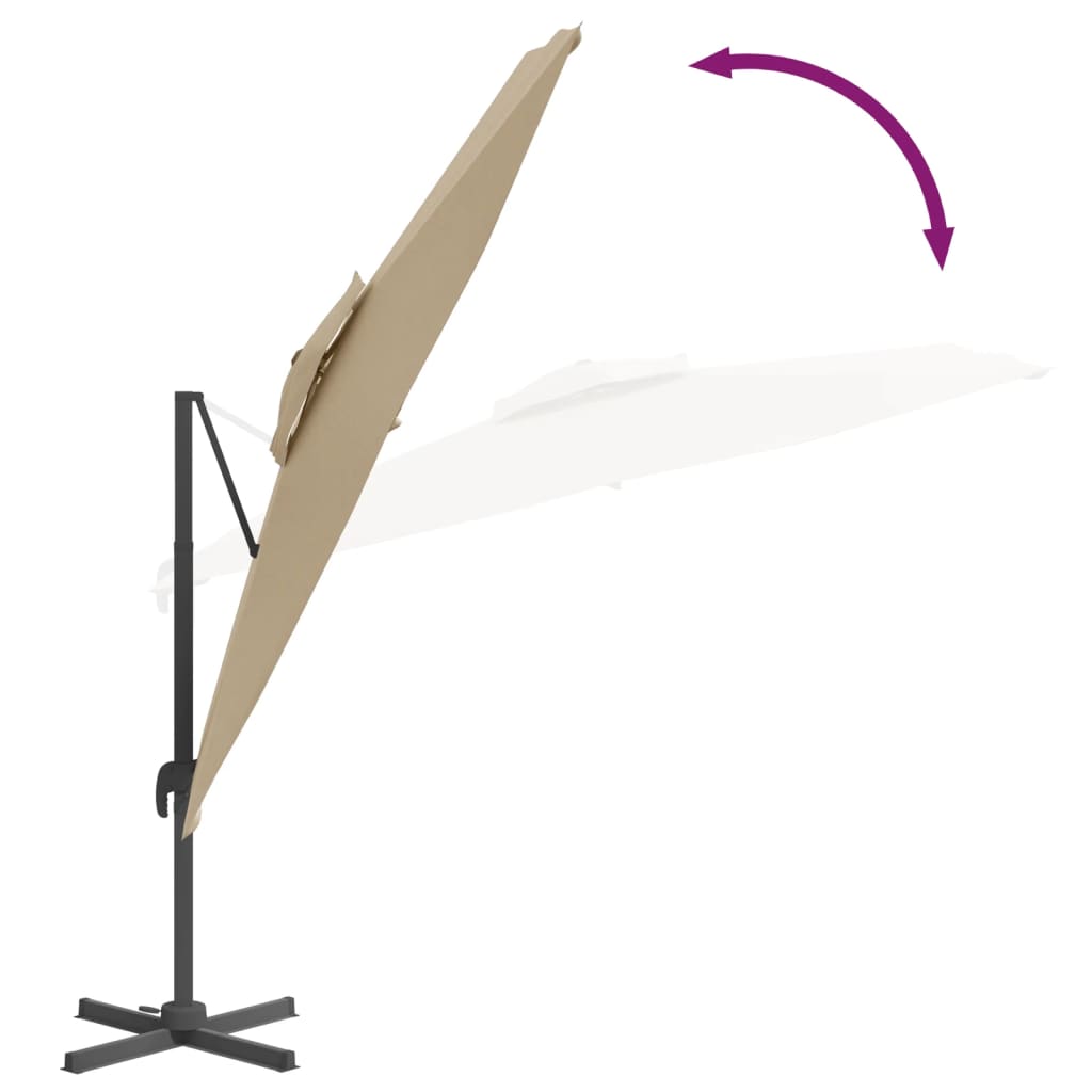 vidaXL Frihängande parasoll med ventilation taupe 300x300 cm