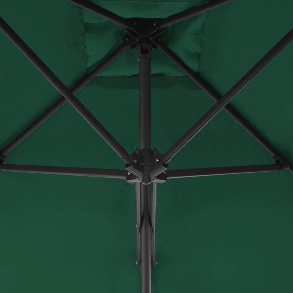vidaXL Trädgårdsparasoll med stålstång 300 cm grön