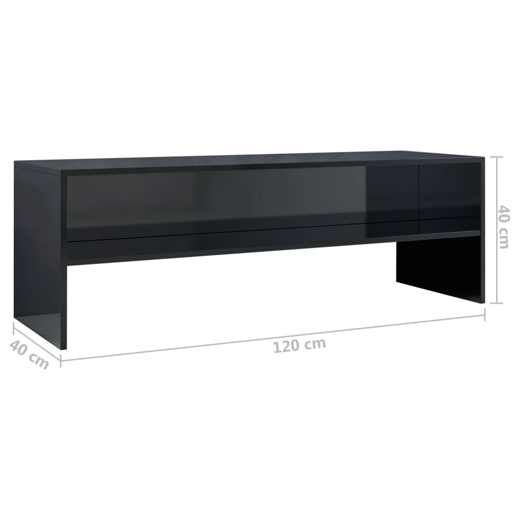 vidaXL Tv-bänk svart högglans 120x40x40 cm konstruerat trä