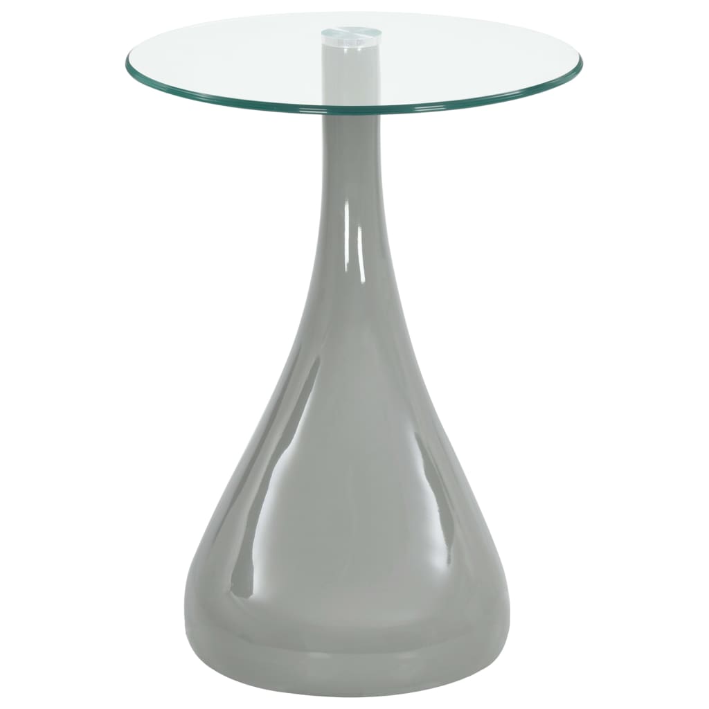 vidaXL Soffbord 2 st med rund bordsskiva i glas högglans grå