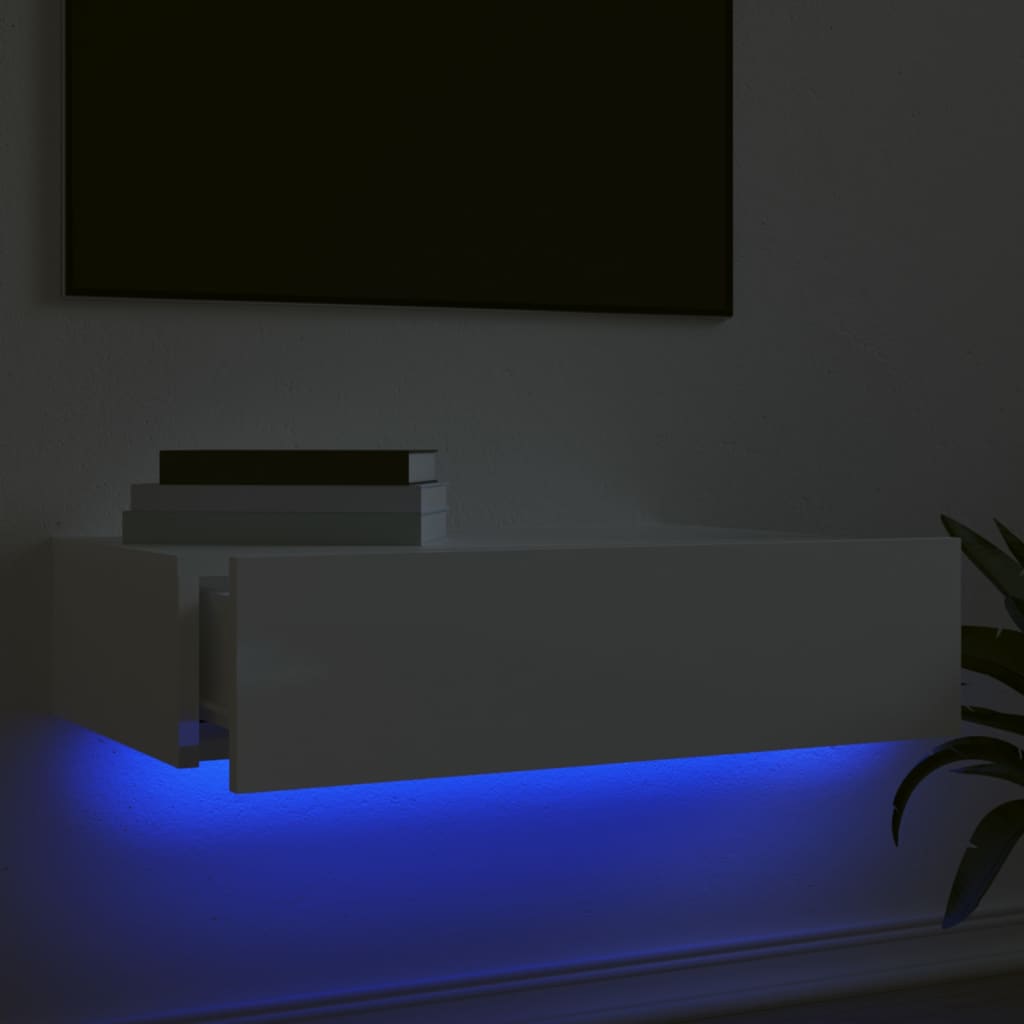 vidaXL Tv-bänk med LED-belysning vit högglans 60x35x15,5 cm