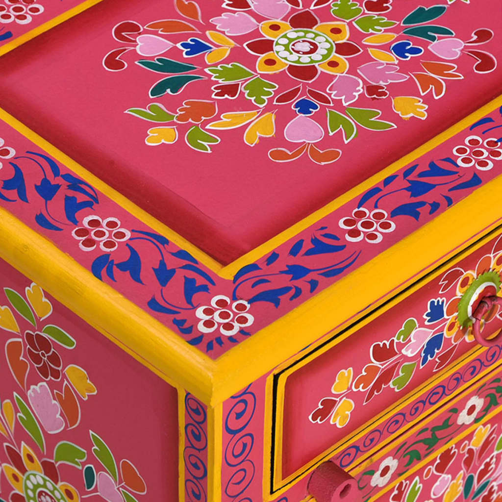 vidaXL Nattduksbord massivt mangoträ handmålat rosa