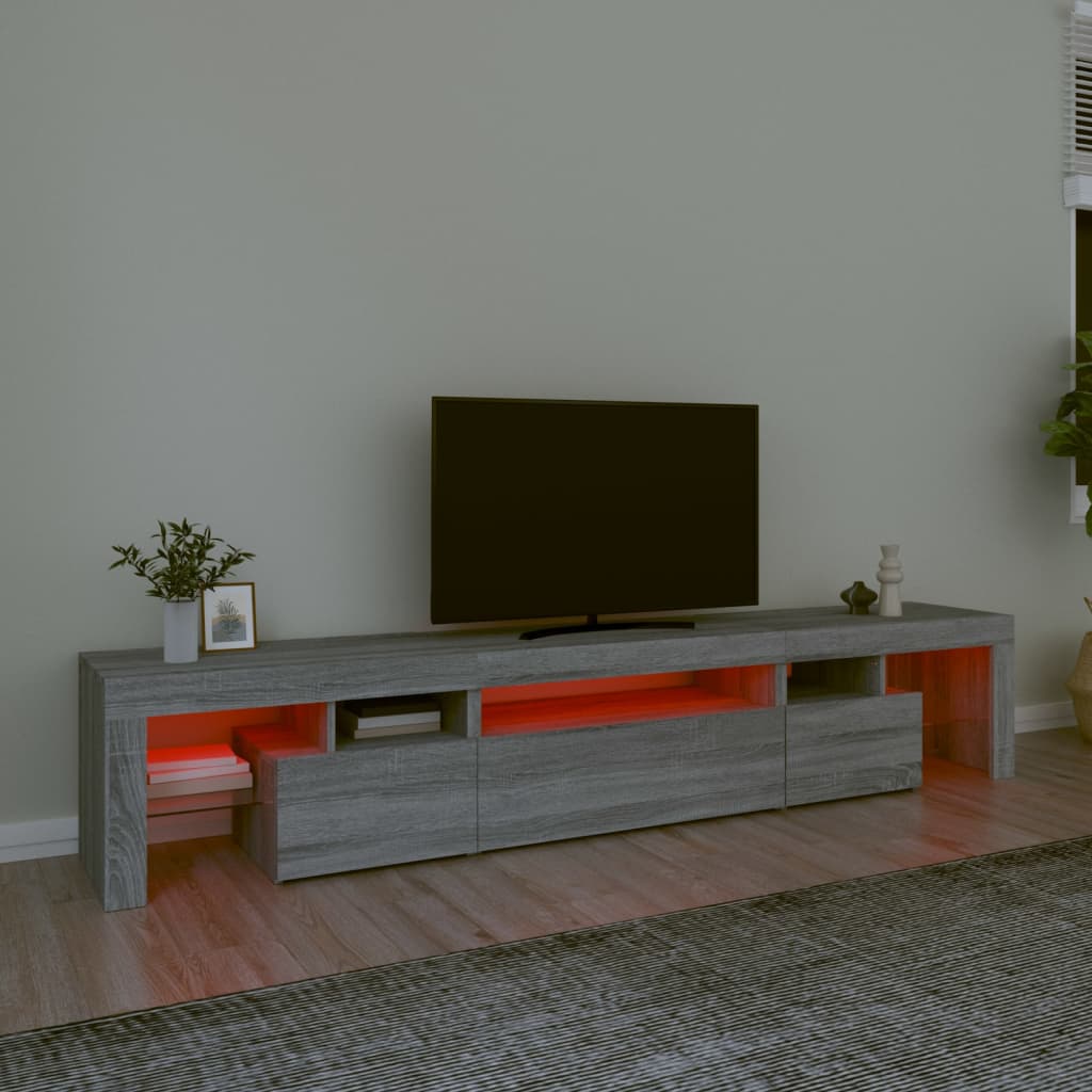 vidaXL TV-bänk med LED-belysning grå sonoma 215x36,5x40 cm