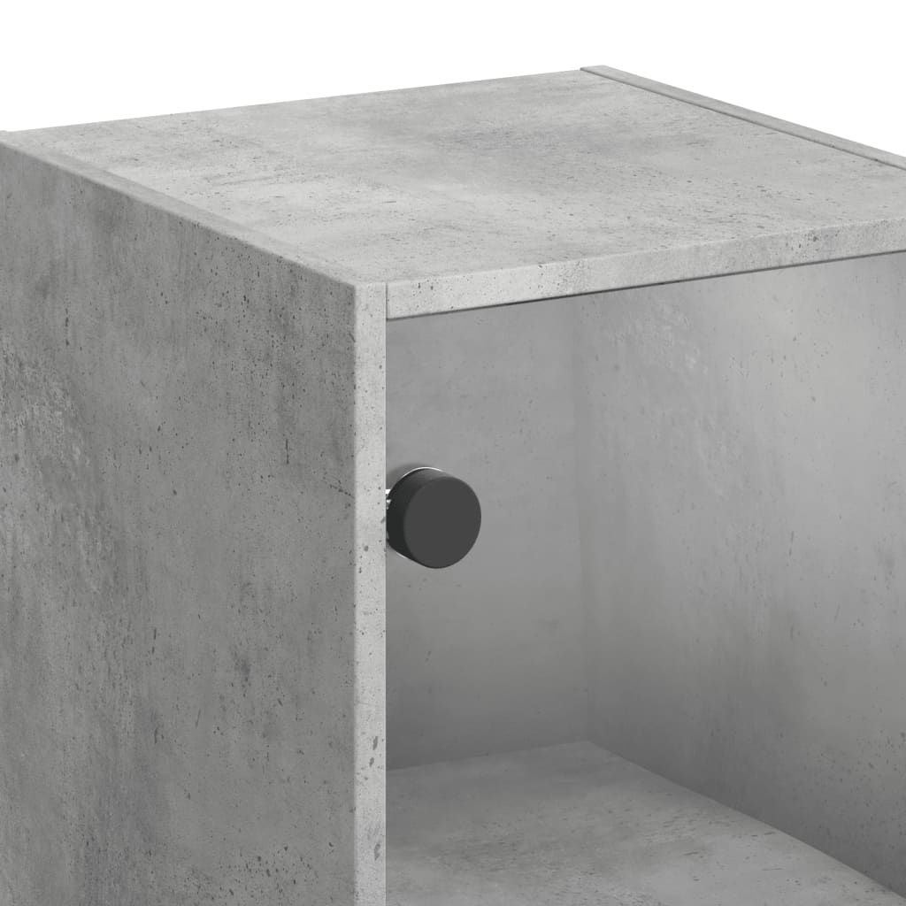 vidaXL Sidoskåp med glasdörrar betonggrå 35x37x68,5 cm