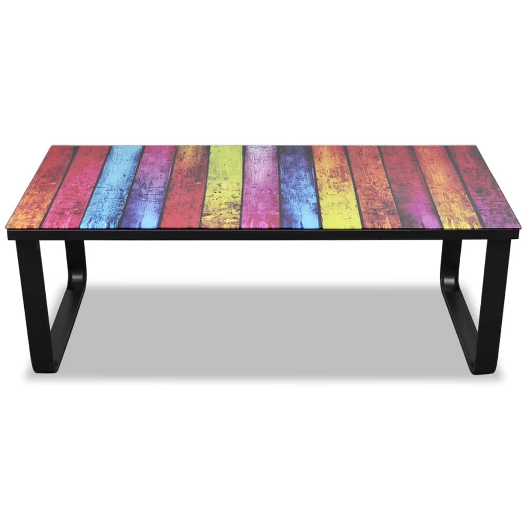 vidaXL Soffbord med regnbågstryck glasskiva