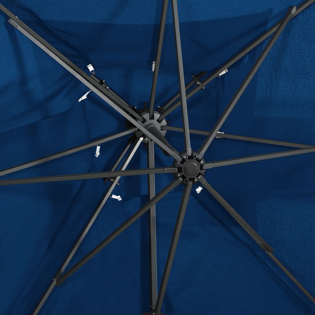 vidaXL Frihängande parasoll med ventilation azurblå 250x250 cm