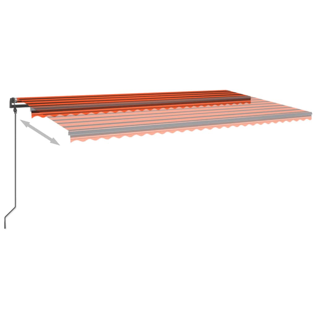 vidaXL Markis med stolpar automatisk infällbar 6x3 m orange och brun