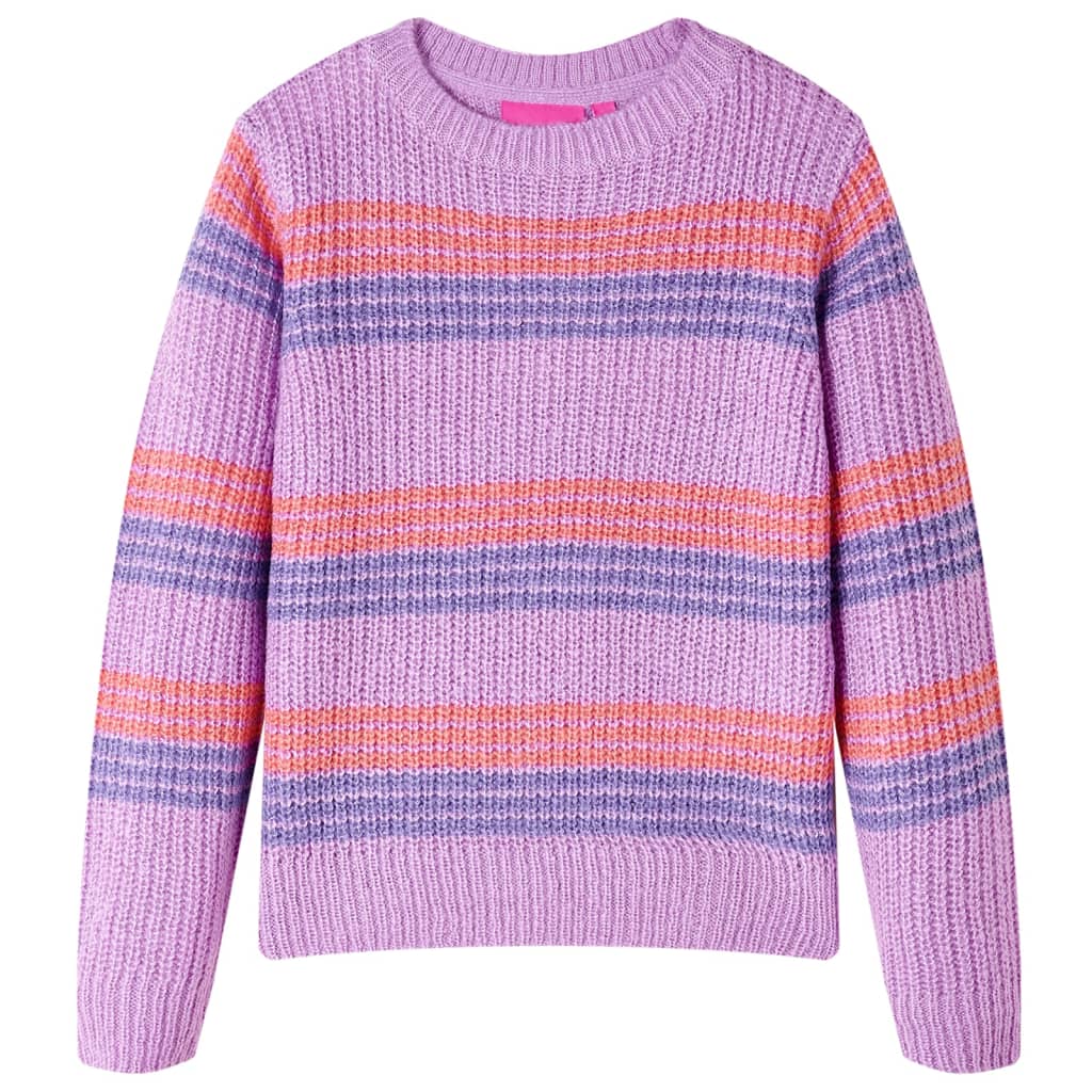 Stickad tröja med ränder för barn lila och rosa 92