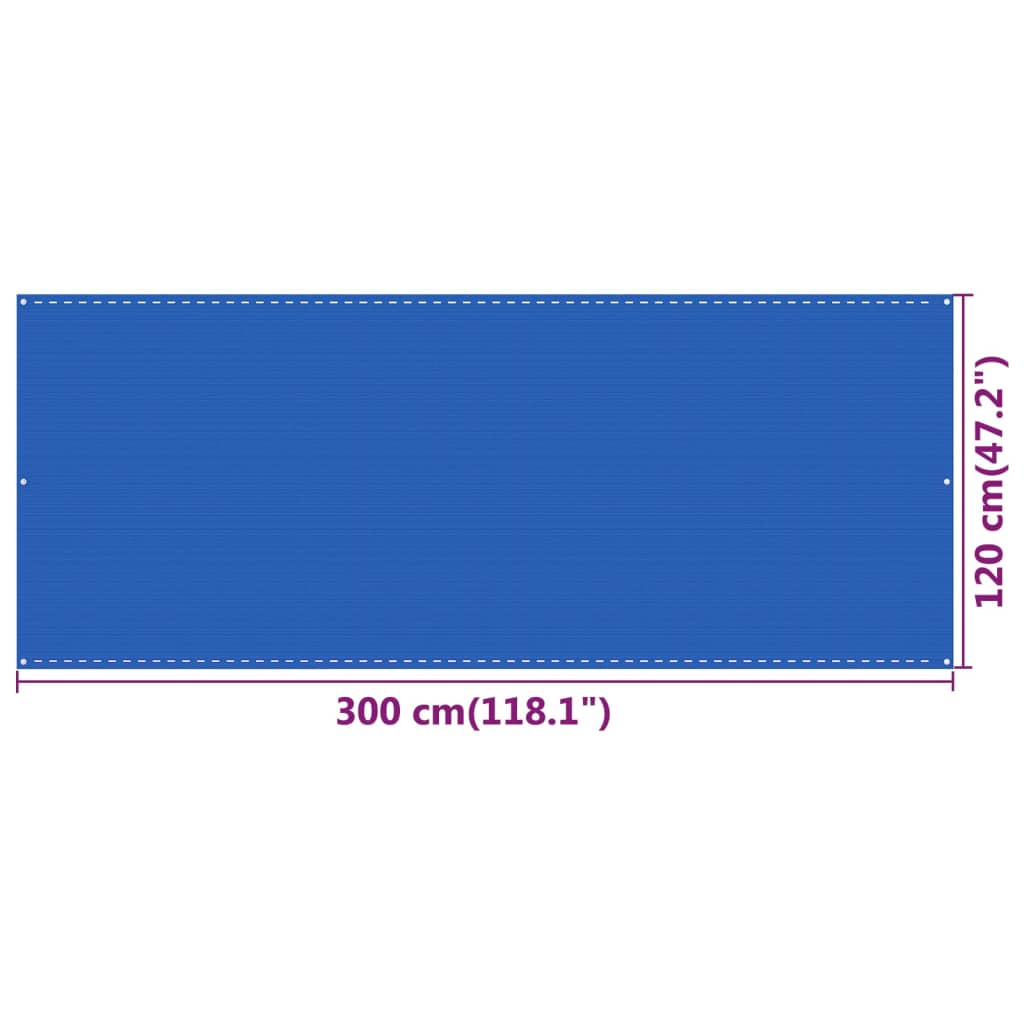 vidaXL Balkongskärm blå 120x300 cm HDPE