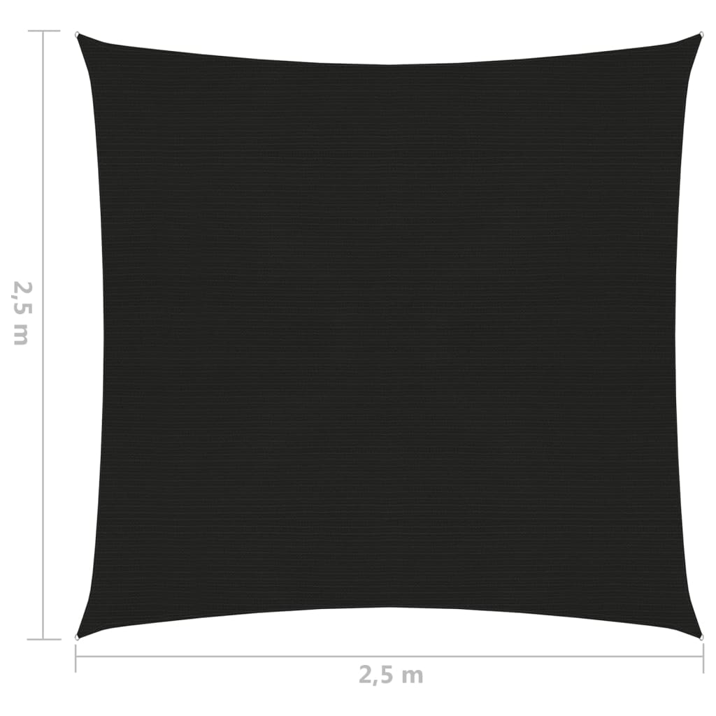 vidaXL Solsegel 160 g/m² svart 2,5x2,5 m HDPE