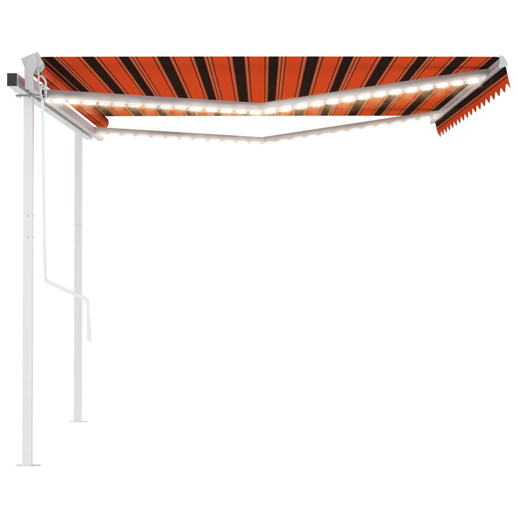 vidaXL Automatisk markis med vindsensor & LED 4,5x3 m orange/brun